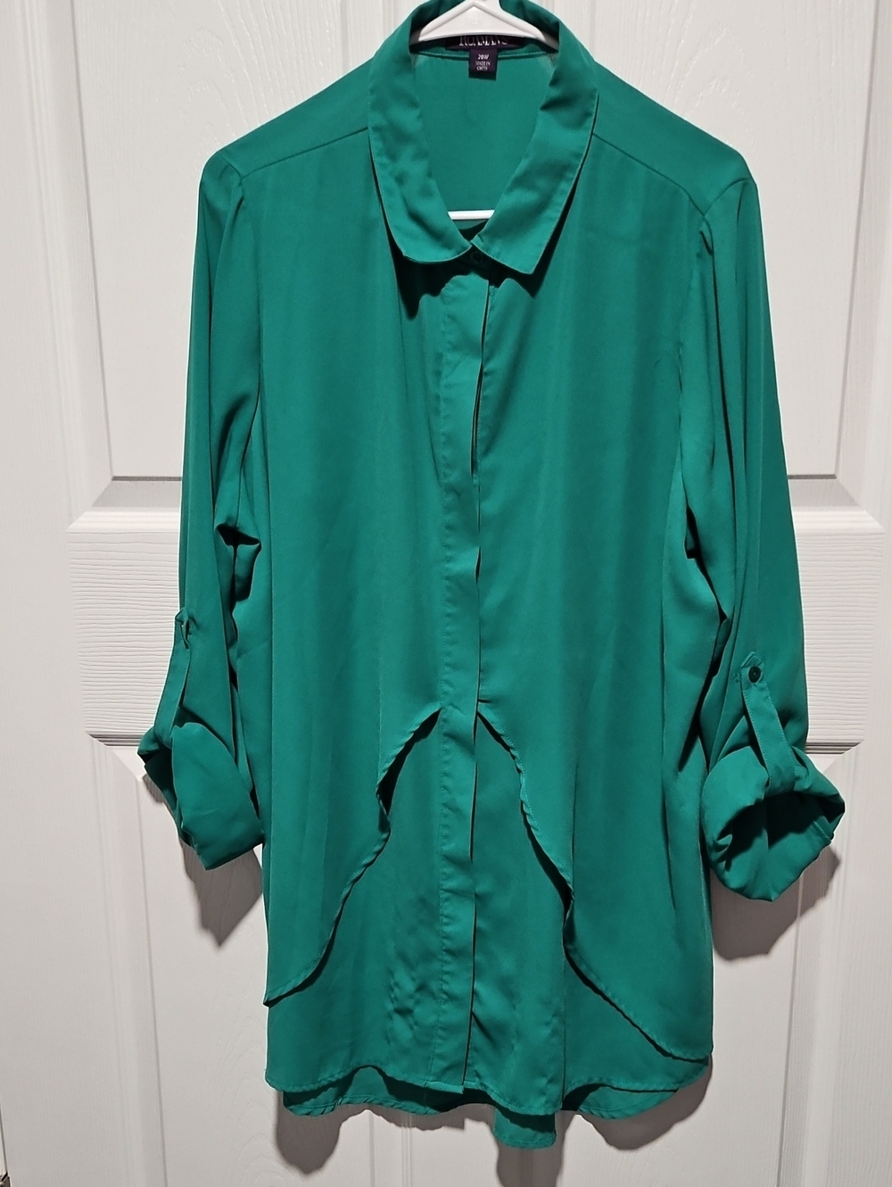 Roaman's Teal Button-Front Tunic Shirt